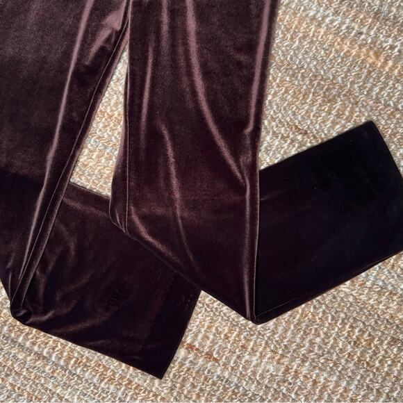Krazy Larry Long Elegant Brown Velvet Pull-on Pants Women’s Size 12 - Picture 3 of 9